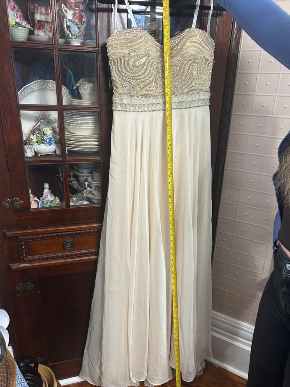 Tony Bowls Ivory Beaded Strapless Evening/Prom Gown - Picture 11 of 12
